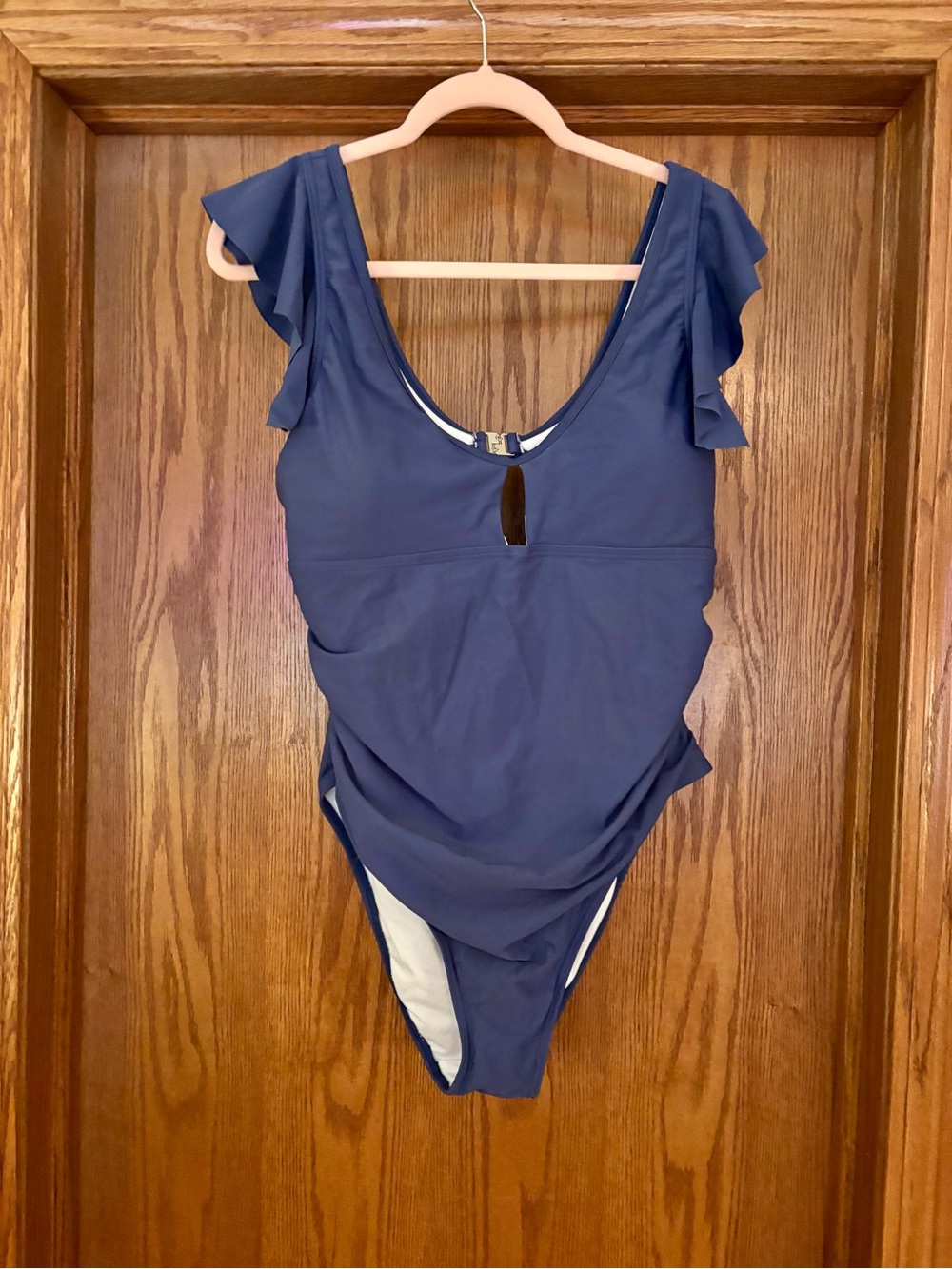 Flattering Navy Ruffle Sleeve One-Piece Swimsuit